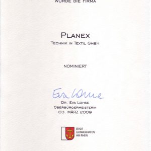 Nominierung Unternehmen des Jahres 2009 Planex