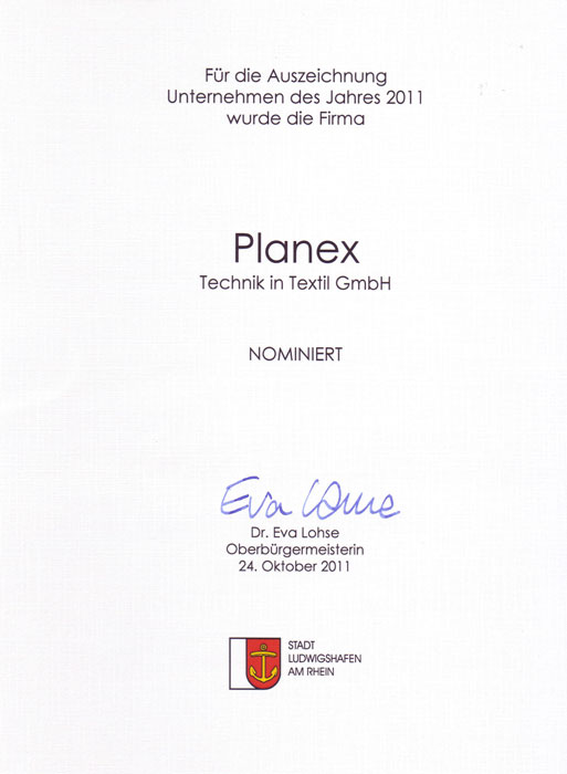 Unternehmerpreis 2011 für Planex