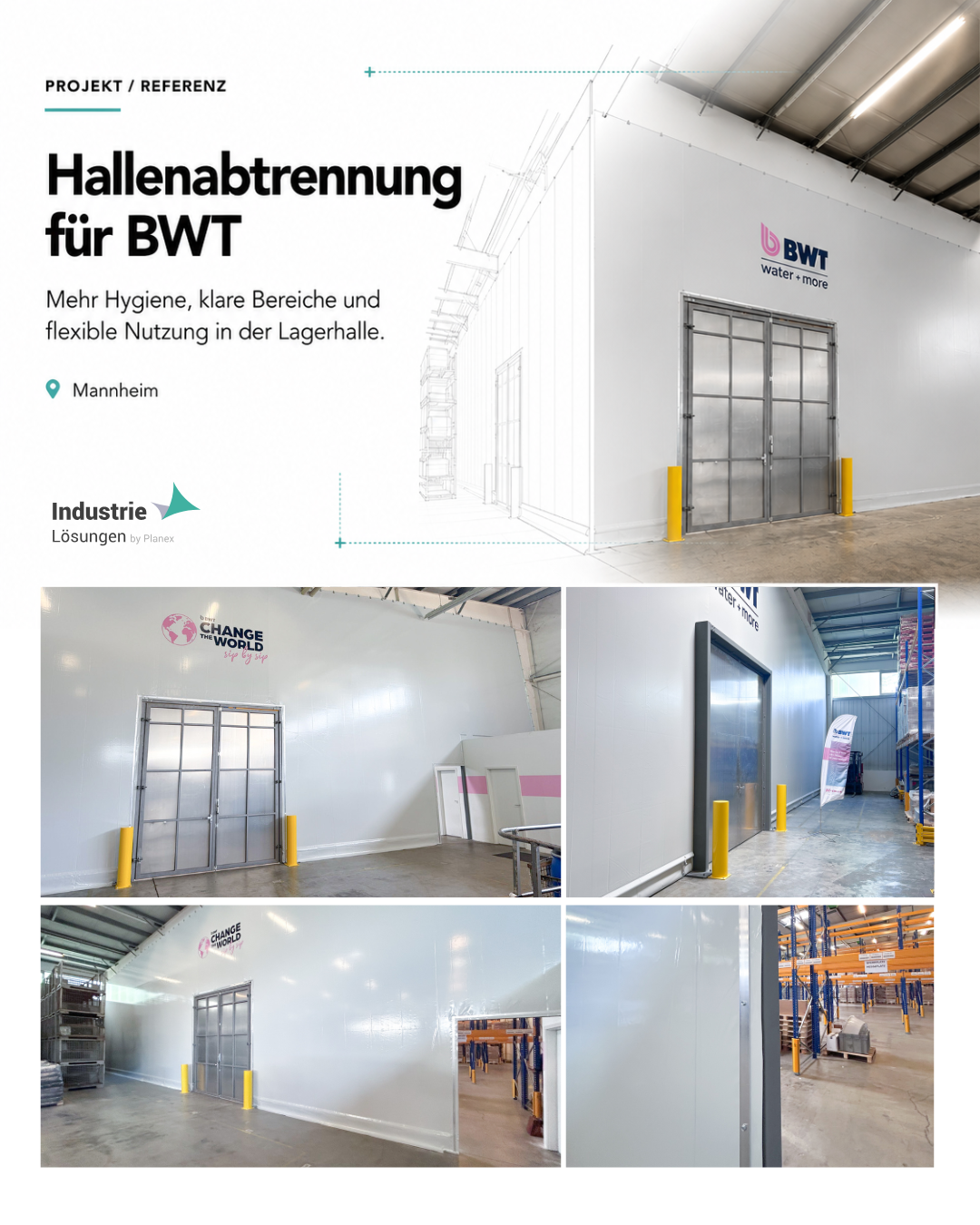 Hallenabtrennung in Mannheim: Hygienische und flexible Trennung von Arbeitsbereichen