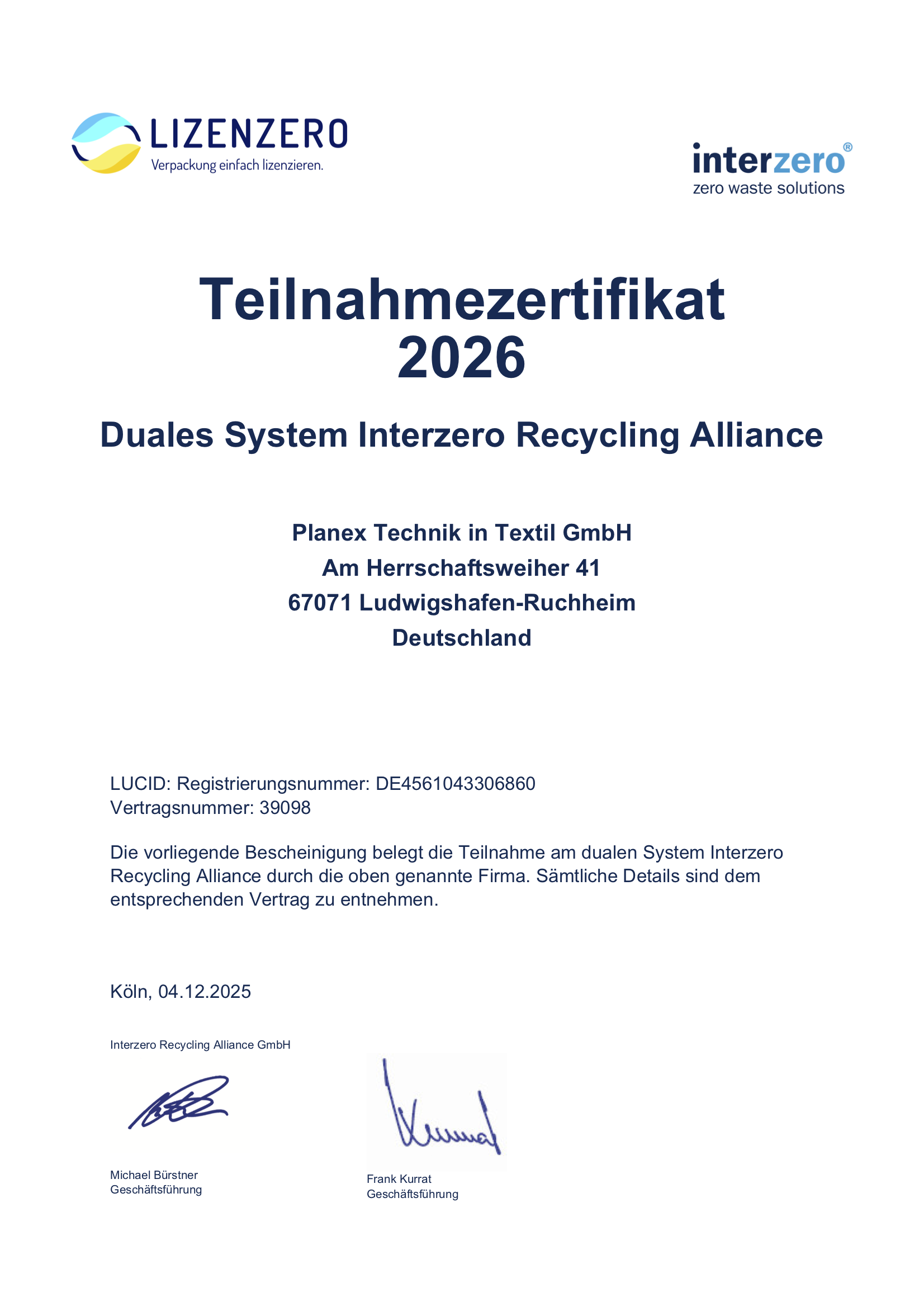 Planex: Verpackungslizenzierung über Lizenzero & LUCID 2026