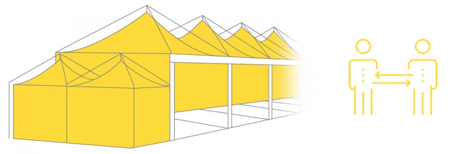 Mehr Abstand und gegen Aerosole: Hochfunktionale Zelte für Restaurants, Schulen, Kindergärten in der Corona-Pandemie